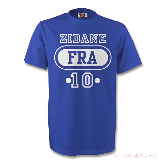 Zinedine Zidane France Fra T-shirt (blue) - Kids-unisoccer store